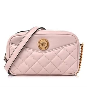 Versace Bag Shoulder Nappa Quilted La Medusa Camera Bag Light Pink Medium $990